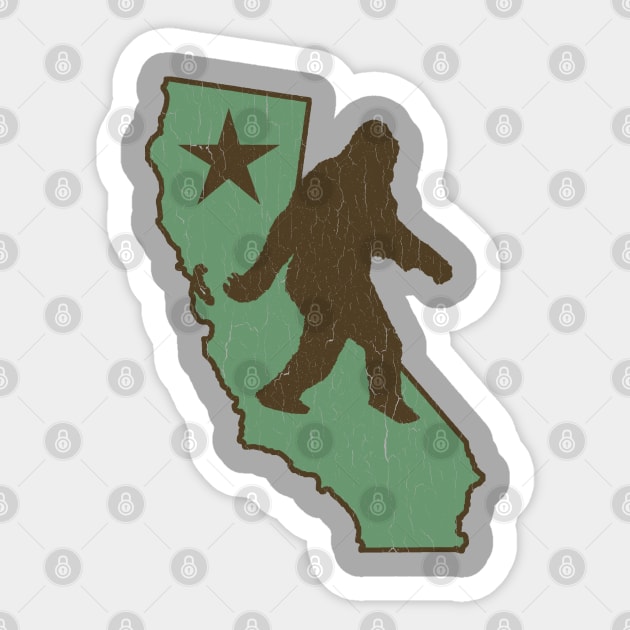 California Bigfoot (vintage distressed look) Sticker by robotface